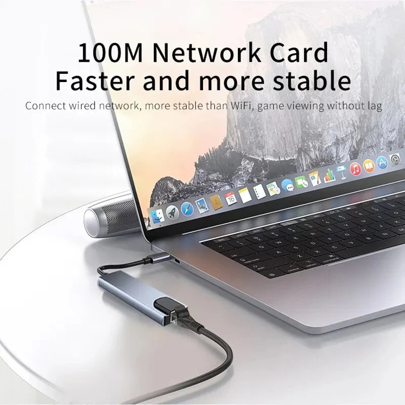 8 in1 USB C HUB 3.0 Type C Splitter 4K Docking Station Laptop Adapter