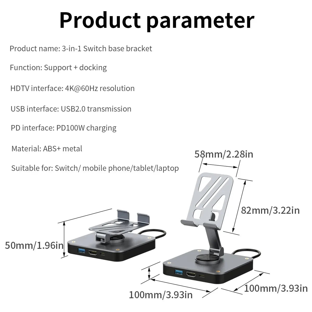 3-in-1 USB C Docking Station with Holder
