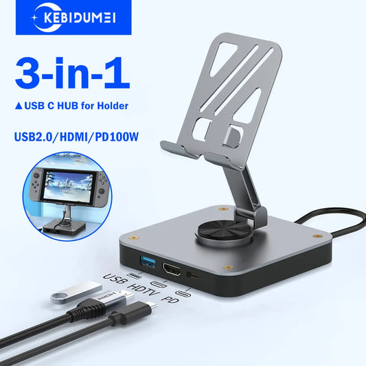 3-in-1 USB C Docking Station with Holder